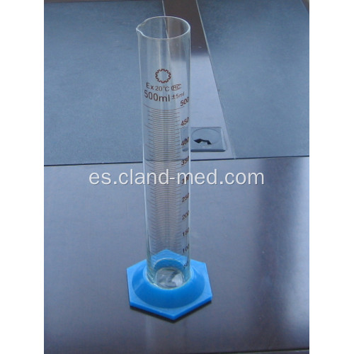 Cilindro de medición con base hexagonal de plástico con pico graduado